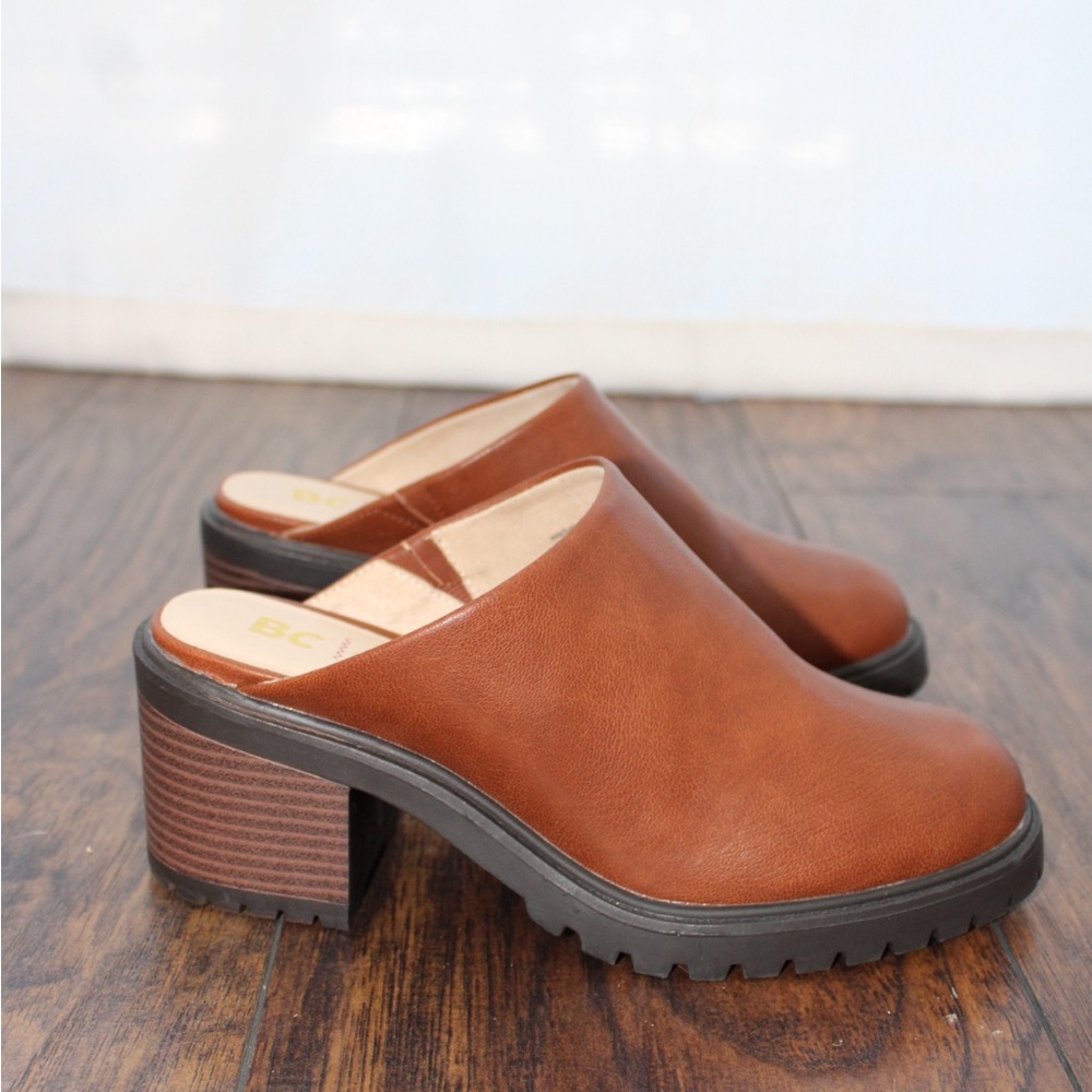 BC Footwear Women's Brush It Off Lug Sole Clogs in Cognac